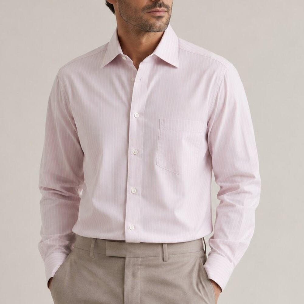 Ermenegildo Zegna Men's Button up Shirt Pink Striped cotton size Large